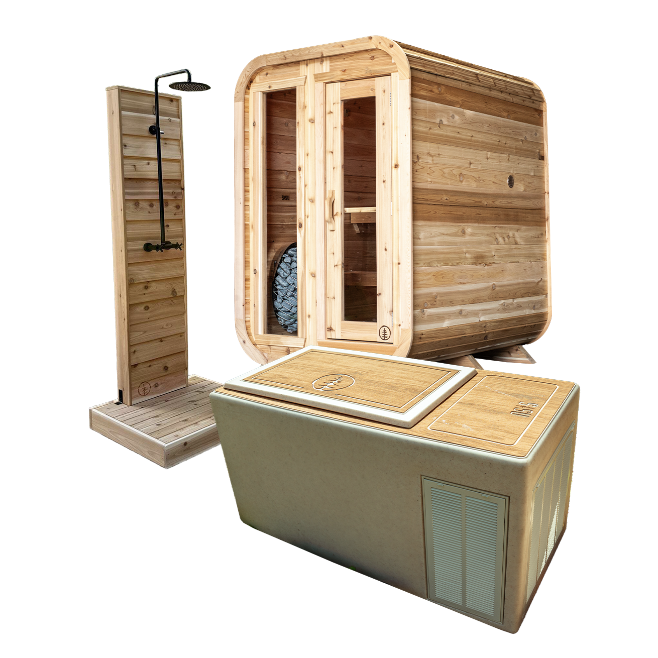Charlie Cabin Sauna + The Drake Cold Plunge + Eden Shower Bundle
