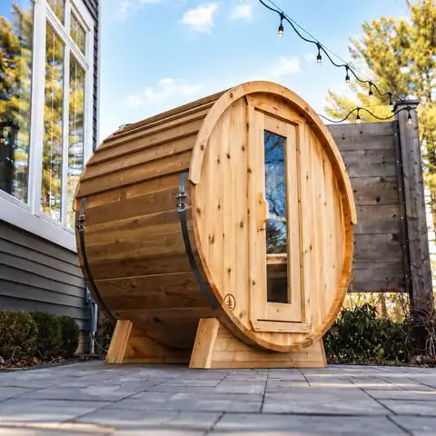 The SISU Eddy, a round cedar barrel sauna